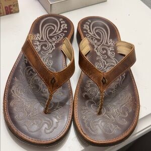 OluKai Brown Leather Sandals